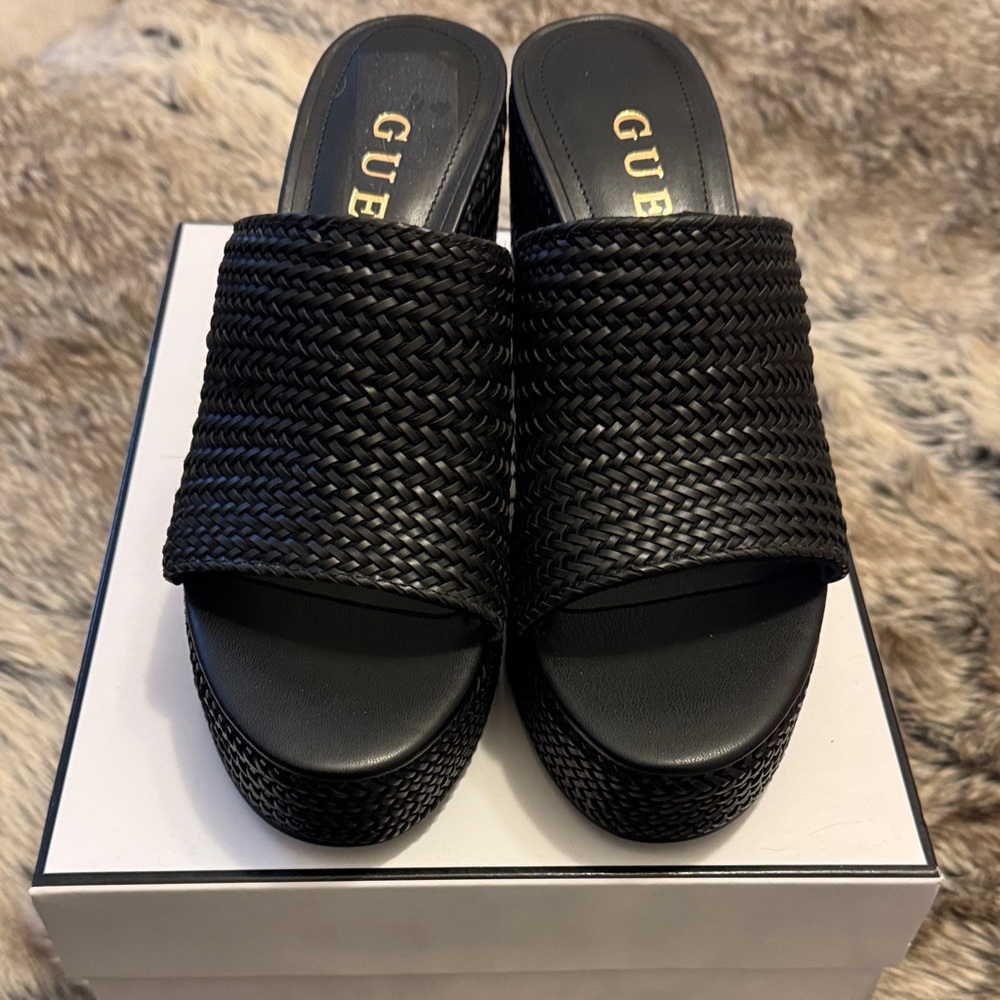 Guess Black Woven Mules